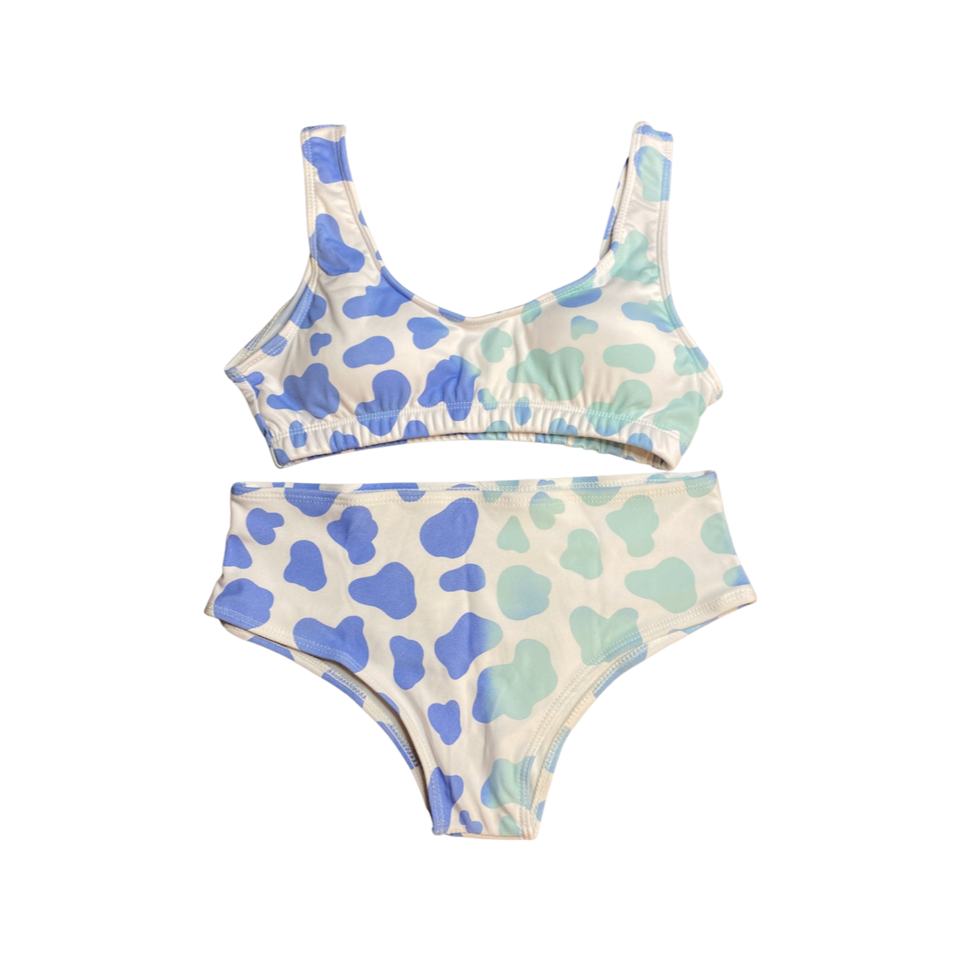 Kids Color Changing Cow Print Two Piece Swimsuit