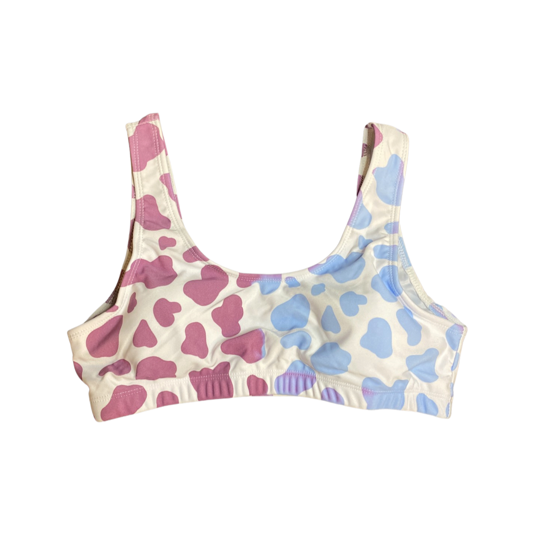 Color Changing Cow Print High Waist Bikini Top